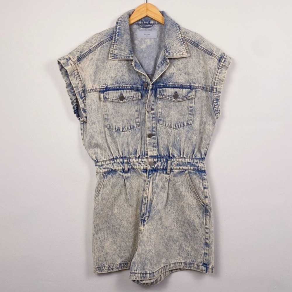 BLANKNYC Head‎ Backstage Acid Washed 80s-90s Inspired Denim Romper - Picture 7 of 13